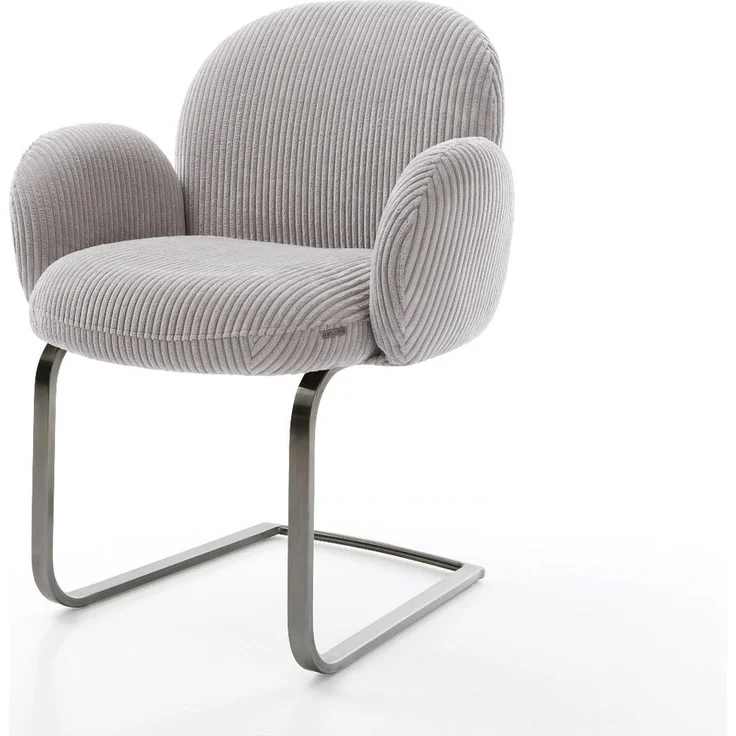Freischwinger Nube-Flex mit Armlehnen Cord Silbergrau Freischwinger flach Graphit Taschenfederkern – Bild 1