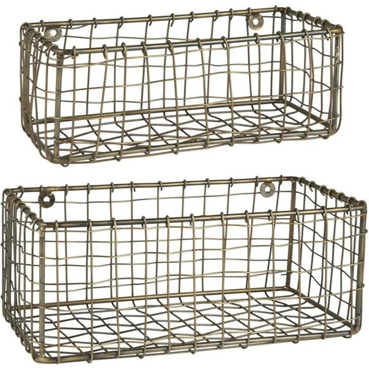 Ib Laurrsen - 2er Set Wandkorb Hängekorb Korb Metall Goldfarben 57346-17 – Bild 3