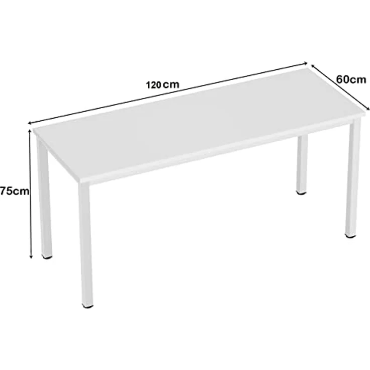 SogesHome Computertisch Schreibtisch 120 x 60 x 75 cm PC Schreibtisch Büro Schreibtisch Workstation für Home Office Verwenden Schreibtisch, Esstisch Konferenztisch,Weiss, AC3DW-120-SH – Bild 3