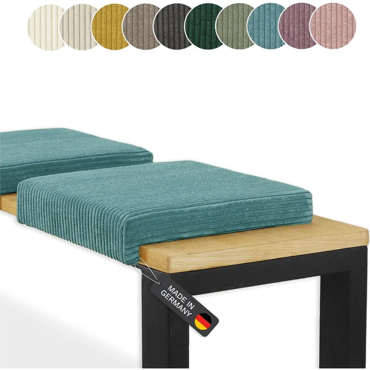 Lycce Bankauflage Klemmkissen mit Leiste - Cord, Polsterung, rutschfest Türkis 8x40x38cm – Bild 10