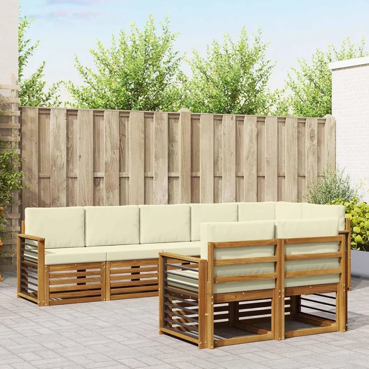 vidaXL Outdoor-Sofagarnitur 8 stk. 8-Sitzer Natur und Creme 3384511 – Bild 2