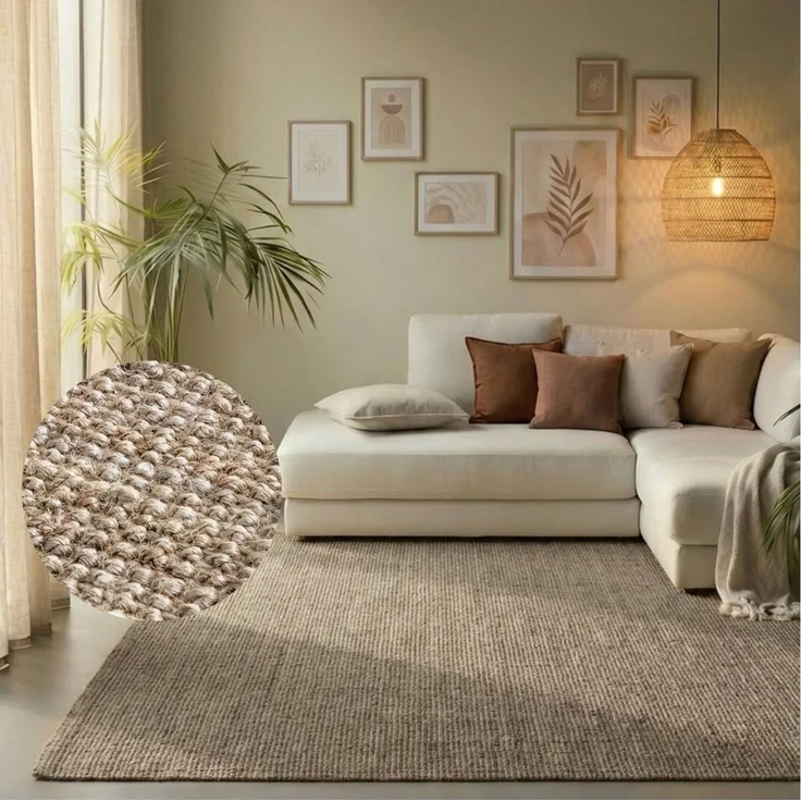 HANSE Home Teppich Jaipur Juteteppich, Läufer und Rund, rechteckig, Höhe: 10 mm, Naturfaser, Wohnzimmer, Esszimmer, Schlafzimmer, Boho, GRS – Bild 1