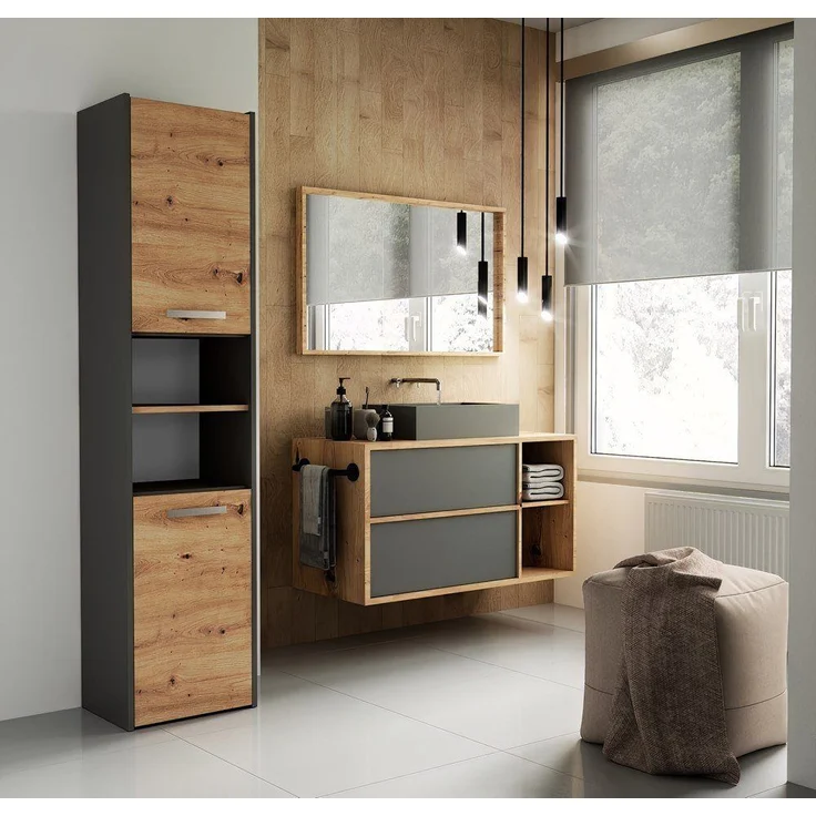 ibonto HOCHSCHRANK ANTHRAZIT – ARTISAN-EICHE 30x40x170cm (H 170 x T 30 x B 40 cm) – Bild 3