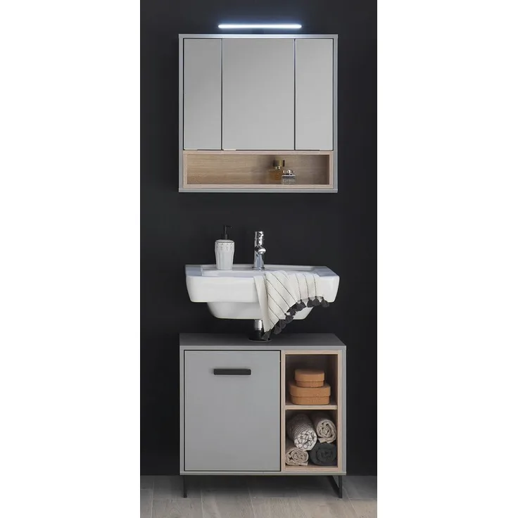 moebel-dich-auf Badmöbel-Set TOURS, (Set 4, Waschbeckenunterschrank, Spiegelschrank, 2-St)