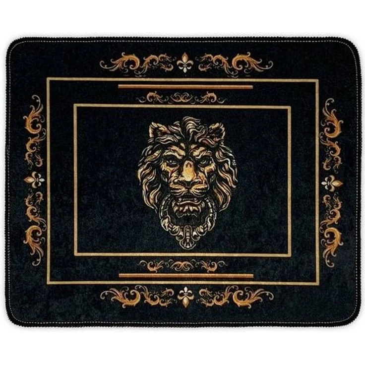 Belle Arti Badematte Luxus Badvorleger Duschvorleger Badteppich Antirutsch schwarz gold, rutschhemmend, fußbodenheizunggeeignet, Polyester, Badematte Set Löwe Amphore Krone, rutschfest, weich, saugstark – Bild 3