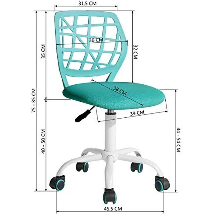 FurnitureR Kinder Schreibtischstuhl, höhenverstellbarer Drehstuhl mit kleinem Loch Rückenlehne Design, geeignet für Kinderzimmer oder Arbeitszimmer, grün I – Bild 2