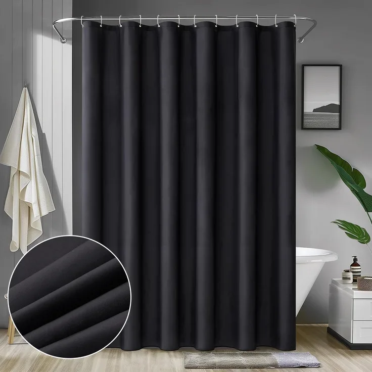 Duschvorhang Schwarz 180x200cm Wasserdicht Anti-schimmel Textil waschbar