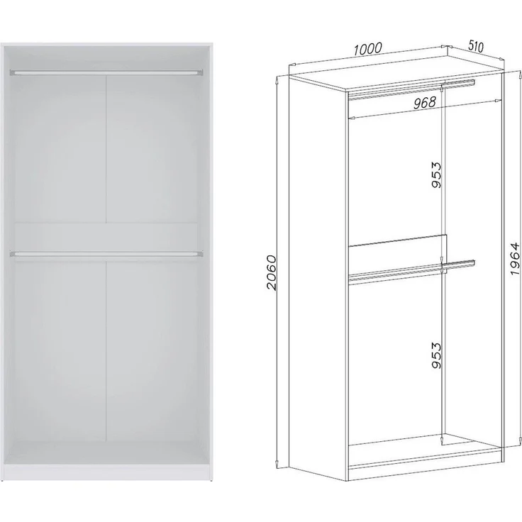 Marmex Möbel Garderobenschrank TRES SET Y/B offener Schrank mit Kleiderstangen und Stauraum weiß (3-St) Modulschränke, begehbarer Kleiderschrank – Bild 2