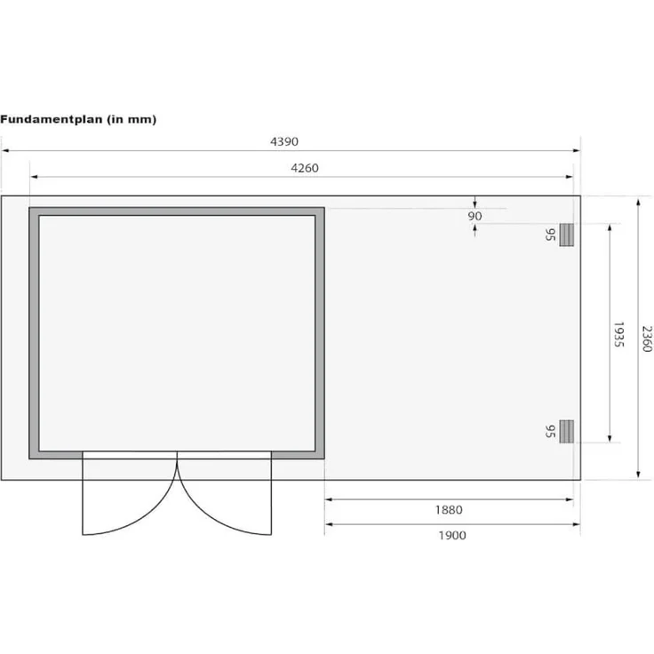 Karibu Gartenhaus 19mm Glücksburg 4 mit Anbau 426x217 cm naturbelassen – Bild 3