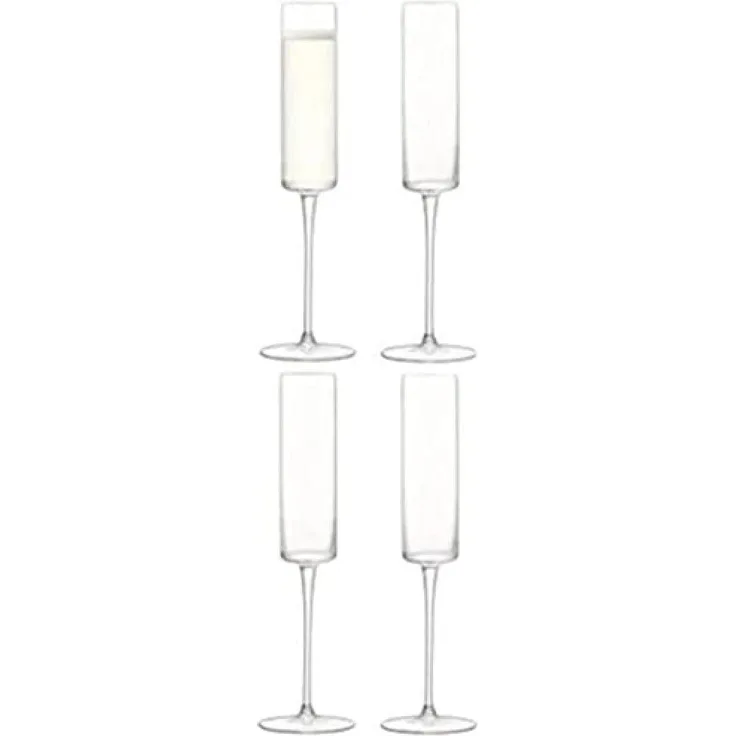 LSA International Otis Champagner Flöte, Glas, transparent, 150 ml, 4 Stück
