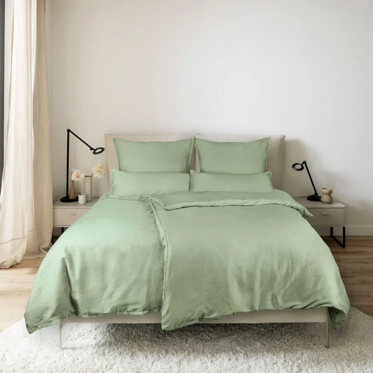 SCHÖNER WOHNEN-Kollektion Bettwäsche PLAIN Satin Bettwäsche, Baumwolle, 1 teilig, 135 x 200 cm in Grün – Bild 2
