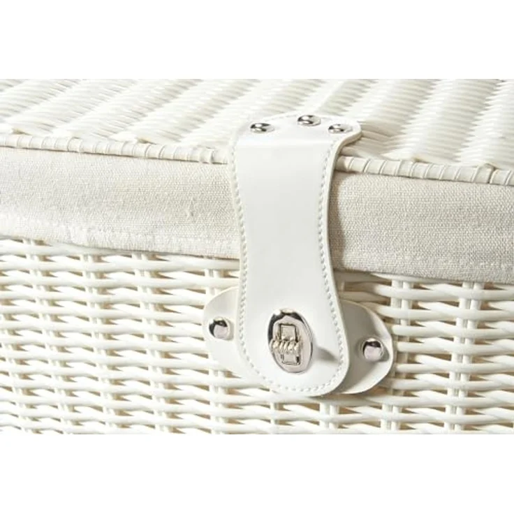 Kobolo Wäschekorb Wäschebehälter Korb aus Kunststoff weiß - mit Textileinsatz (mit Deckel) – Bild 2