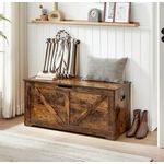 Vasagle Aufbewahrungsschrank, Spielzeugtruhe, Schuhbank, Sitztruhe, Sitzbank mit Stauraum, Sicherheitsscharniere, Holzspanplatte, vintagebraun, 100 x 40 x 46 cm