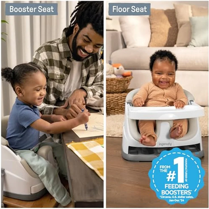 Ingenuity 2 in 1 Sitzerhöhung Stuhl, Babysitzerhöhung & Kleinkindersitz mit abnehmbaren Tablett, Essen & Fütterung Sitz für Kleinkinder, leicht zu reinigen, ideal für unterwegs, Beige, ab 6 Monaten – Bild 4