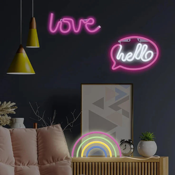 Forever Light Neon LED-Leuchte HELLO pink/weiß – FLNE15 – Bild 4