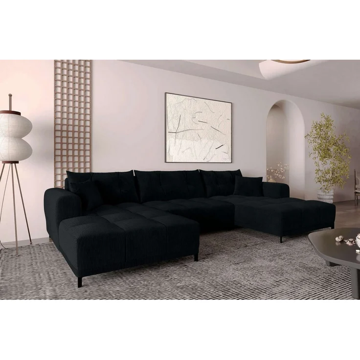 99rooms Massimo Wohnlandschaft Cordstoff POSO Schwarz mit Schlaffunktion – Bild 2