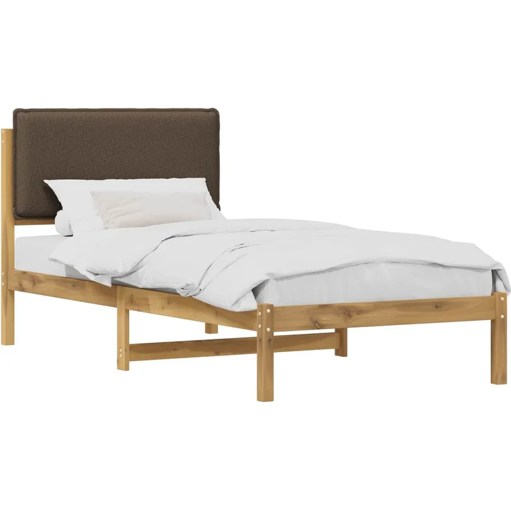 vidaXL Bettgestell mit gepolstertem Kopfteil Weiß gewaschen und Taupe 903943 – Bild 2