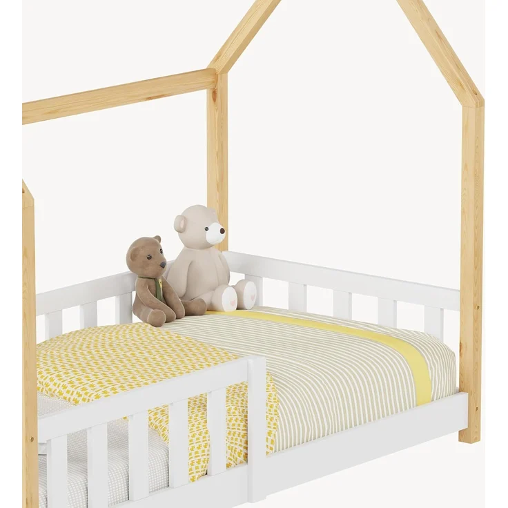 Hausbett Hesel mit Rausfallschutz 80x160 cm Weiß/Natur [en. casa] – Bild 8