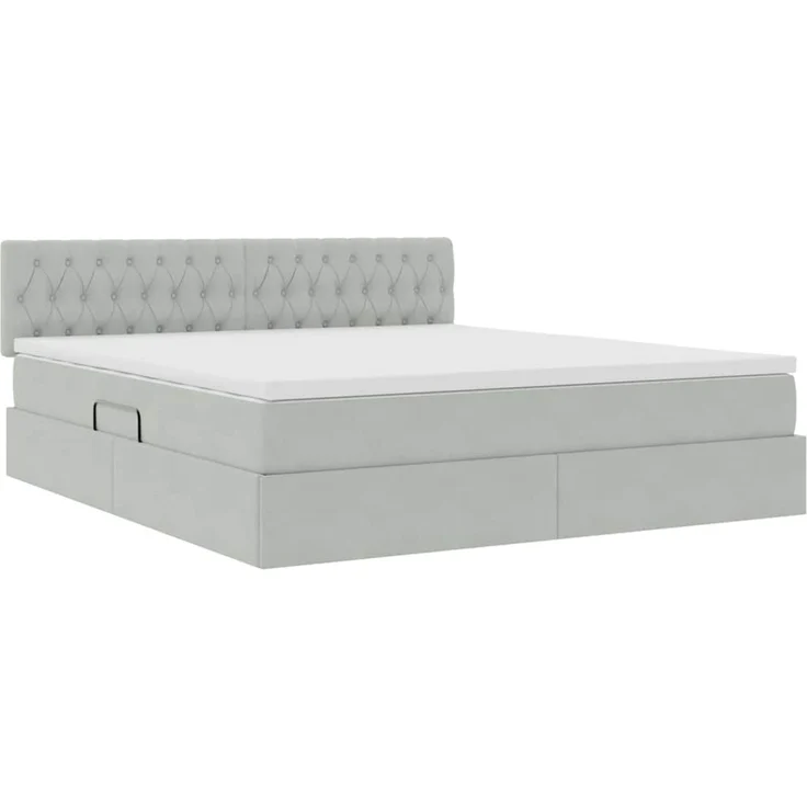vidaXL Aufbewahrungsbett mit Kopfteil Hellgrau 160 x 200 cm Samt 3370827 – Bild 5