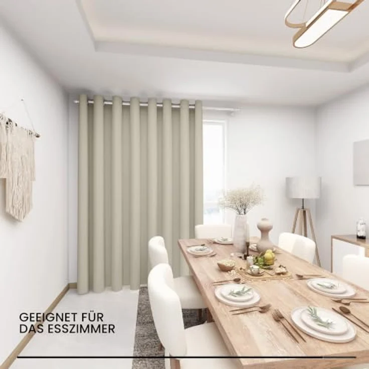 Deconovo Verdunkelnde Gardinen mit Ösen Blickdicht Türvorhang Hellbeige | 1 Stück, H214 x B254 cm, Hitzeschutz Gardine, Blackout Curtain, Sichtschutz, Thermovorhang für Schlafzimmer und Wohnzimmer – Bild 8