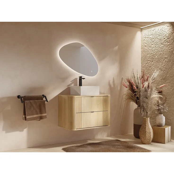 Vente-unique - FILOR Waschbeckenmöbel Holz, Platte Beige - B 46 cm x H 57 cm x L 80 cm