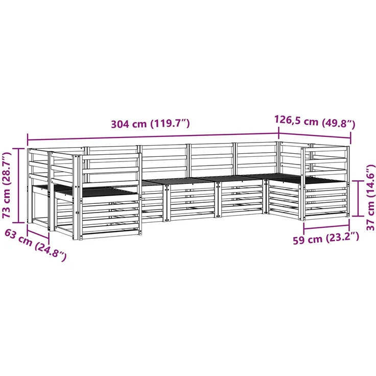 vidaXL Outdoor-Sofagarnitur 7 stk. 7-Sitzer Natur Massivholz Akazie 3375389 – Bild 7