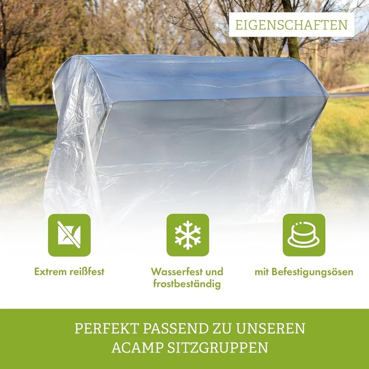 acamp Gartenmöbel-Schutzhülle Abdeckhülle für Hollywoodschaukel (Schutzhülle für Gartenmöbel), Plane, Abdeckung, Möbelschutz, Regenschutz - 215x155x150 cm – Bild 2