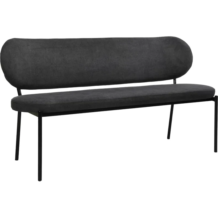 byLIVING Bank Jersey/Webstoff dunkelgrau/Gestell Metall schwarz/Sitzbank mit Rückenlehne/Küchenbank/Esszimmerbank/Polsterbank/B 160, H 82, T 62 cm