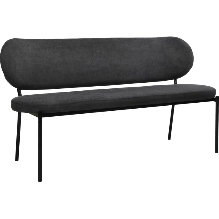 byLIVING Bank Jersey/Webstoff dunkelgrau/Gestell Metall schwarz/Sitzbank mit Rückenlehne/Küchenbank/Esszimmerbank/Polsterbank/B 160, H 82, T 62 cm