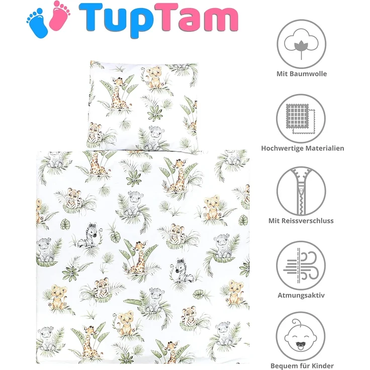 TupTam Babybettwäsche Baby Wiegenset 4-teilig Bettwäsche-Set: Bettdecke Bezug Kopfkissen – Bild 4