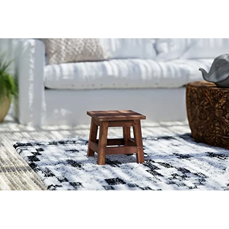 DESIGN DELIGHTS Hocker Fusshocker PALO, 27x26cm (HxB), rustikaler Holzhocker Massivhocker – Bild 3