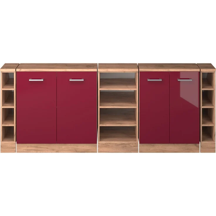 Küchenschrank für Dachschrägen R-Line Rot Hochglanz 210 cm 5er Set Schrankkorpuss 60 cm Tiefe Vicco – Bild 3