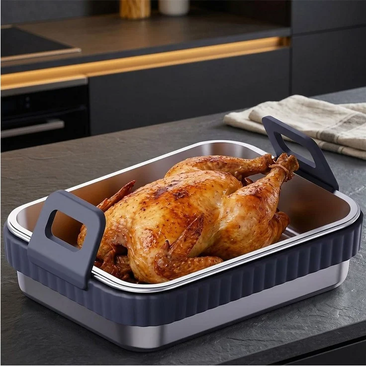 FELIXLEO Brotbackform Airfryer Auflaufform Edelstahl mit Silikongriff BPA frei – Bild 3