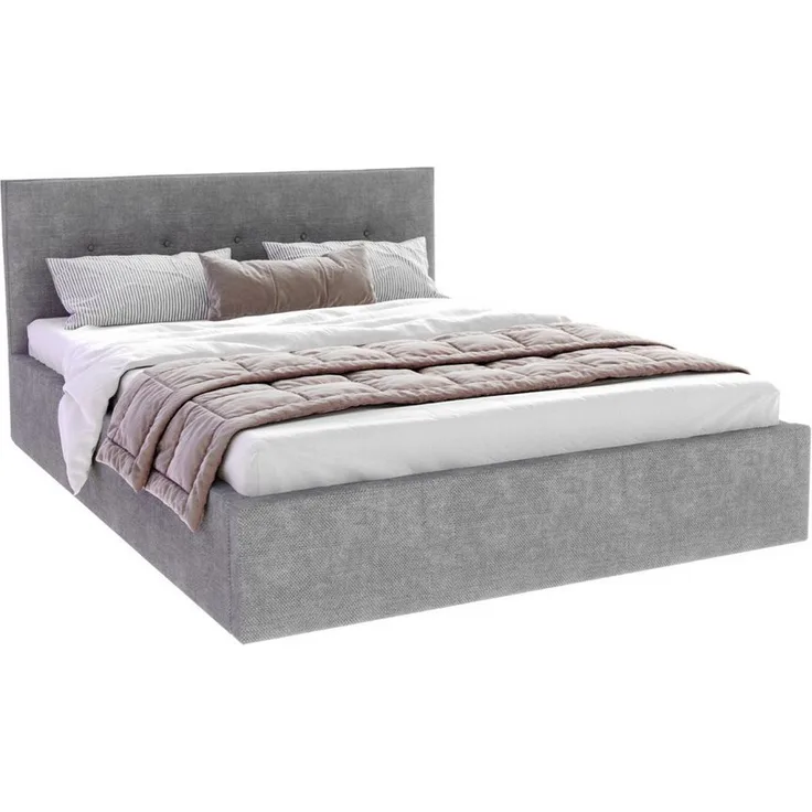FDM Polsterbett BOHO, modernes Bettgestell mit Bettkasten, Bezug Ottawa, 90x200 bis 180x200 cm, gepolstertes Kopfteil, MADE IN EU