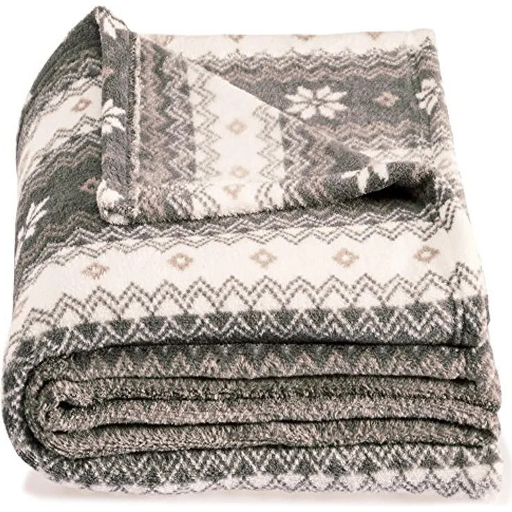 CelinaTex Flauschige Kuscheldecke 150x200 cm grau und Creme weiß Decke Sofa Wohndecke weich Mikrofaser Fleece Oeko-TEX Schneestern – Bild 4