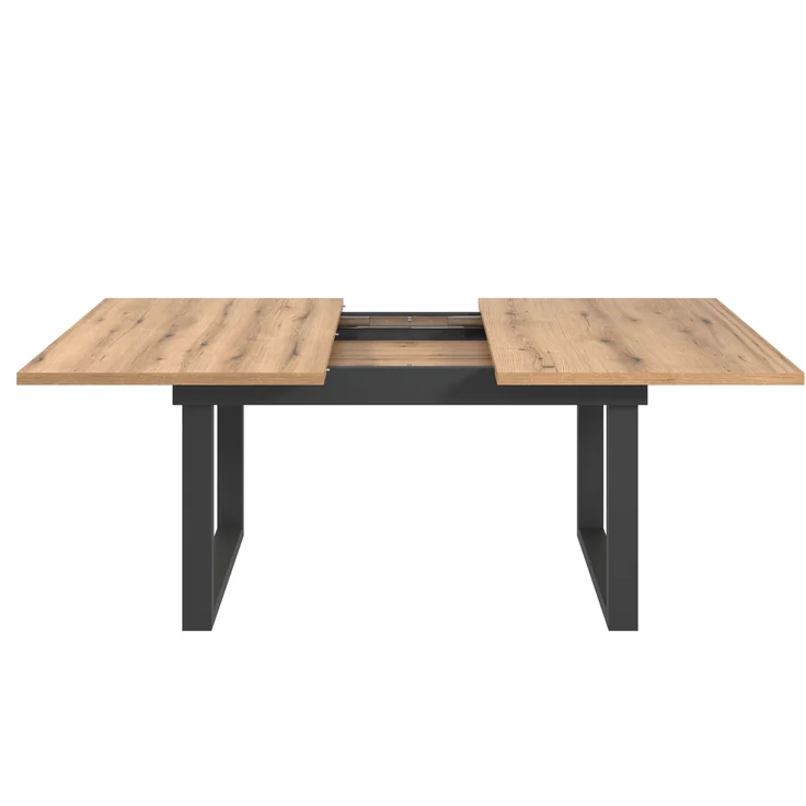 trendteam smart living - Universal - Esstisch - Schwarz/Evoke Eiche - ausziehbarer Esszimmertisch mit Metallfüßen - (BxHxT) 160-200 x 76 x 80 cm - Tisch geeignet für Küche, ESS- oder Wohnzimmer – Bild 4