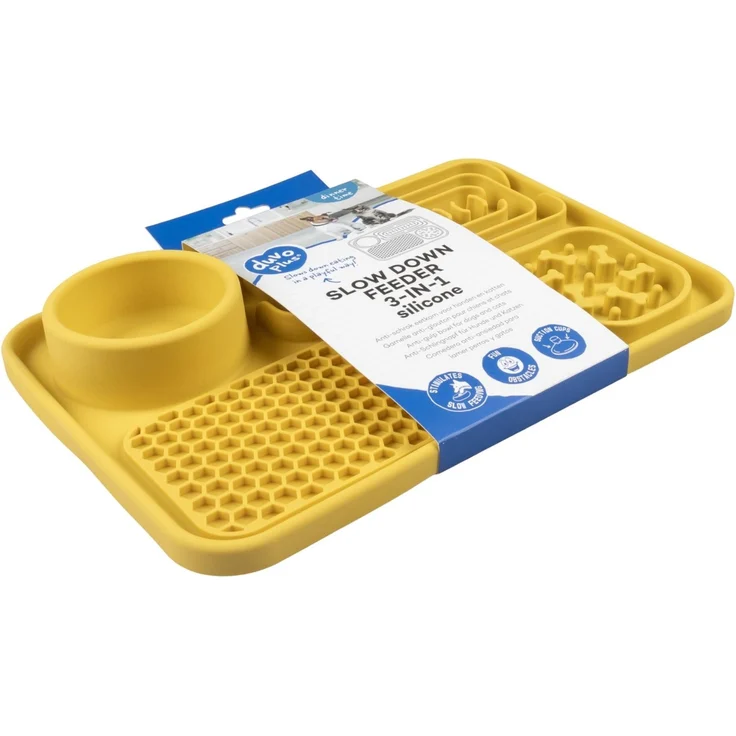 Duvo+ Anti-Schlingnapf 3-in-1 gelb für Hunde, 31 x 21 x 4 cm – Bild 2