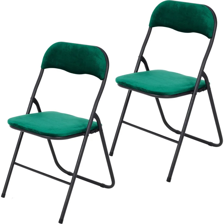 Brixy Klappstühle - 2er Set - Klappstühle - Samt - Esstischstühle - Klappstühle - 43 x 47 x 80 cm - Stühle - Grün – Bild 1
