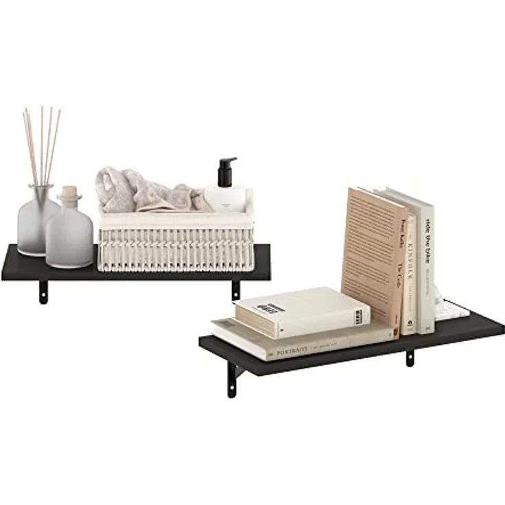 Furinno Rossi Wandregale Set von 4, 46 cm Wandregal, schwebendes Regal, wandmontierte Regale, für Badezimmer, Schlafzimmer, Wohnzimmer, Espresso – Bild 5