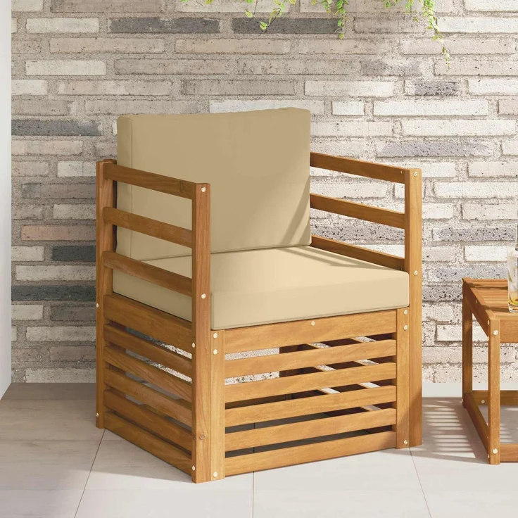 vidaXL Outdoor-Sofagarnitur Natur und Beige Massivholz Akazie 3436338 – Bild 1