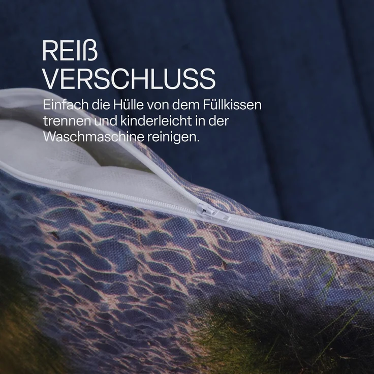 Outdoor Kissen mit Paspel ( 45 x 45 cm ) Dekokissen Garten - Reißverschluss - Schmutz- und Wasserabweisend - abnehmbarer Kissenbezug Ankerplatz 1er-Pack – Bild 4