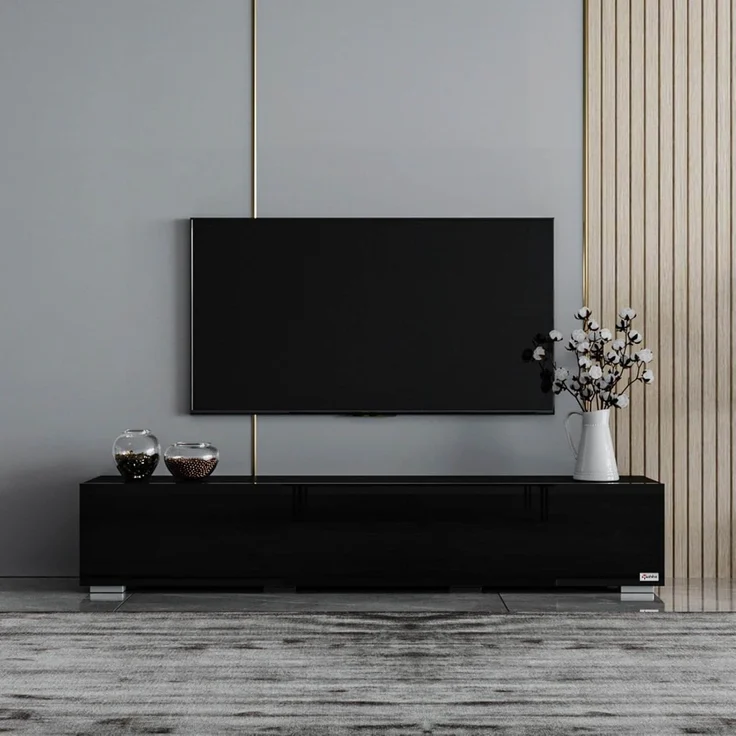 Makika TV Lowboard / Fernsehtisch - Schwarz Hochglanz – Bild 5