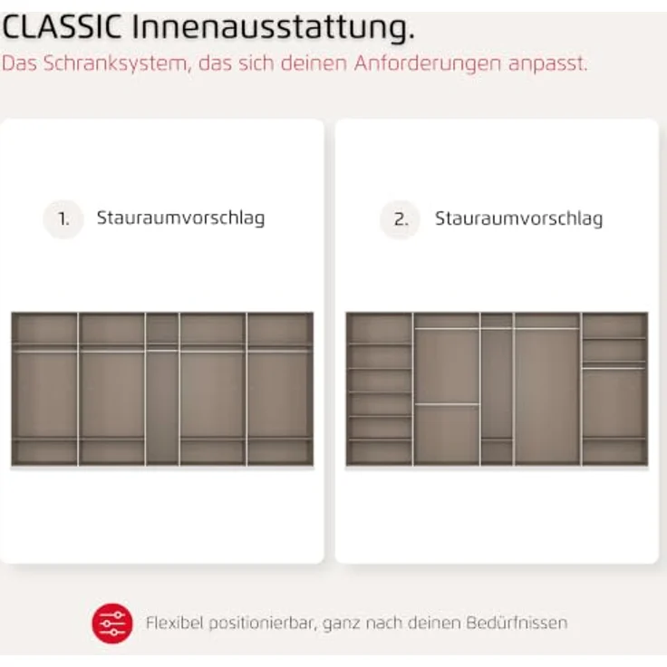 Rauch Möbel LUNIK, Kleiderschrank, Farbe Fango, Breite 405 cm | Schrank mit patentiertem Schnellmontagesystem, 9-türig, Push-to-open-Funktion, Zubehör Classic, Schlafzimmer, Ankleide – Bild 8