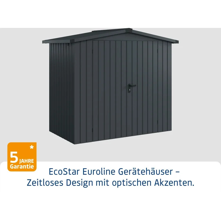 Hörmann Ecostar Metall-Gerätehaus "Euroline Trend" mit Satteldach ESD 3, anthrazitgrau, 214 x 118 cm,2-flüglige Tür – Bild 2