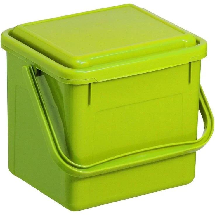 Rotho Bio Komposteimer 5 l für die Küche, Kunststoff (PP), grün,5 Liter (21 x 20 x 18 cm)