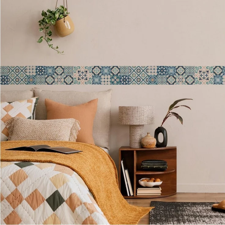 Muralo Bordüre Wandbordüre selbstklebend Muster – Tapetenbordüre Wohnzimmer Flur, grafisch, Marokkanisches Mosaik, 10x300 cm, abriebfest, abwischbar – Bild 3