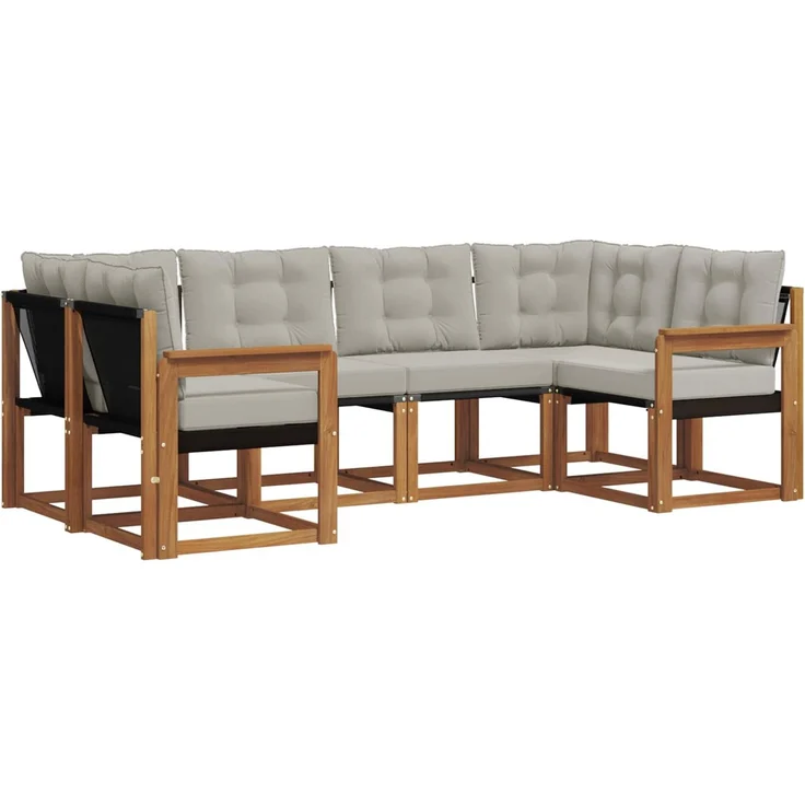 vidaXL Outdoor-Sofagarnitur 6 stk. 6-Sitzer Natur und Hellgrau 3368994 – Bild 2