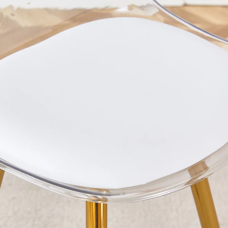 2er-Set Barhocker mit transparenten Lehnen, Goldgestell, Hochstuhl – für Café, Wohnzimmer und Thekenbereich--Gold, Transparent--96.5x33x38cm--YOUDENOVA – Bild 3