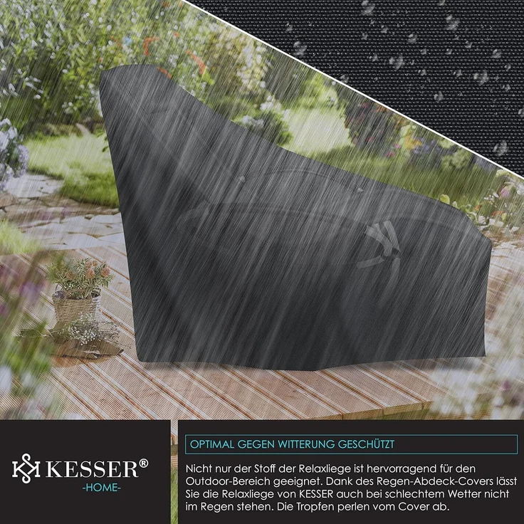 KESSER® Relaxliege Liegestuhl | Gartenliege | Gartenstuhl | Klappstuhl faltbar | Schwungliege | Schaukelsessel | ergonomische Relaxsessel | wetterfest | 180 kg Belastung | 174 x 78 x 89 cm Schwarz - mit Set – Bild 8