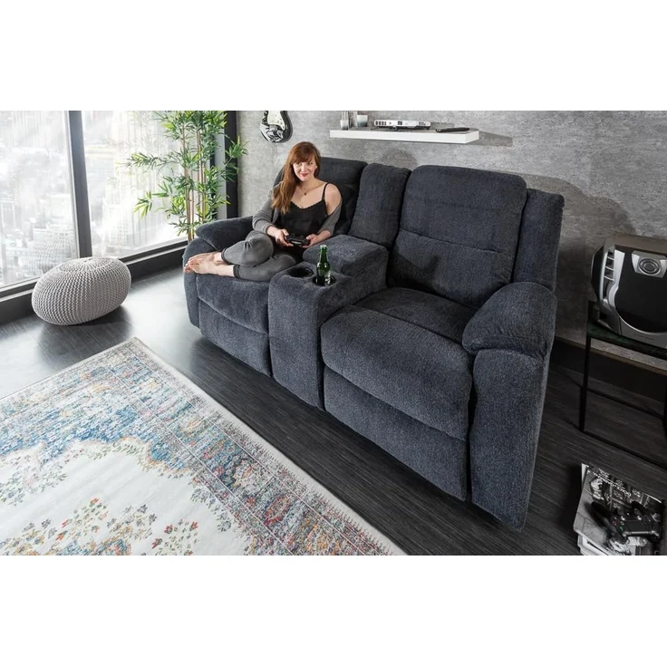 riess-ambiente Sessel HOLLYWOOD dunkelgrau - Kinosessel, Fernsehsessel, verstellbar, Wohnzimmer · Getränkehalter · Strukturstoff · Federkern · Modern – Bild 4